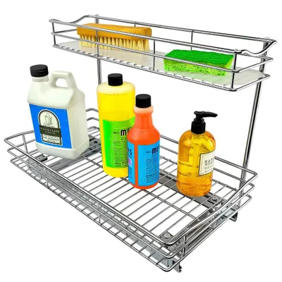 Link Professional 11.5 x 18 Slide Out Under Sink Cabinet Organizer - Pull Out Two Tier Sliding Shelf