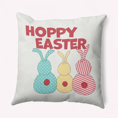 16x16 Hoppy Easter Square Throw Pillow White - e by design