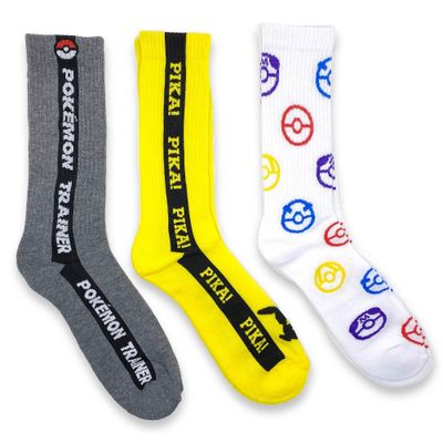 Pokemon 3pk Mens Sport Crew Socks, One Color