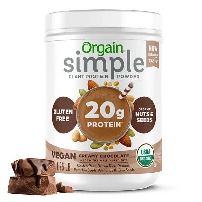 Orgain Organic Vegan Simple Ingredient Plant Based Protein Powder - Chocolate - 1.25lbs