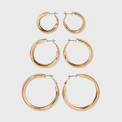 Wide Hoop Earring Set 3pc