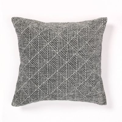 18x18 Geometric Chenille Woven Jacquard Reversible Square Throw Pillow Charcoal Gray - freshmint