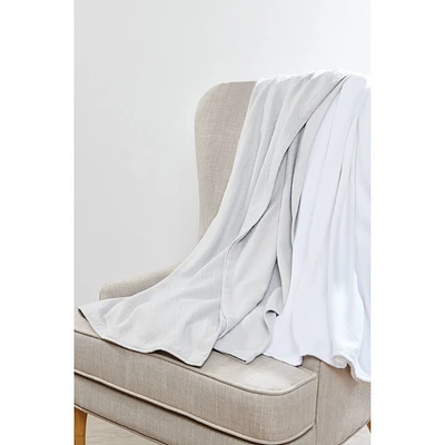 Charisma Queen Deluxe Woven Blanket White: 100% Cotton, Machine Washable, Year Round Comfort