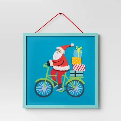 12x12 Santa on Bicycle Christmas Wall Dcor - Wondershop