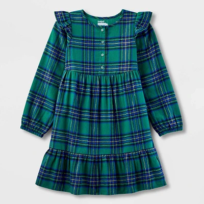 Girls Adaptive Long Sleeve Plaid Flannel Dress