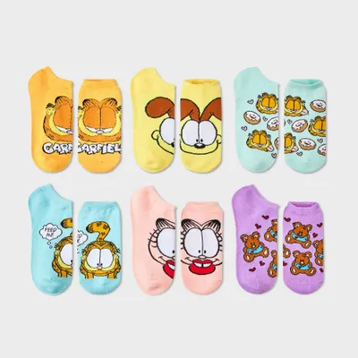 Women Garfield 6pk Low Cut Sock - Aorted Color 4-10