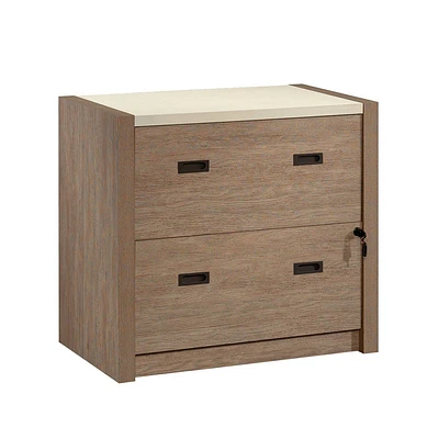 Sauder Dixon City 2 Drawer Lateral File Cabinet Brushed Oak: Lockable, 20 Deep Office Storage, MDF Construction