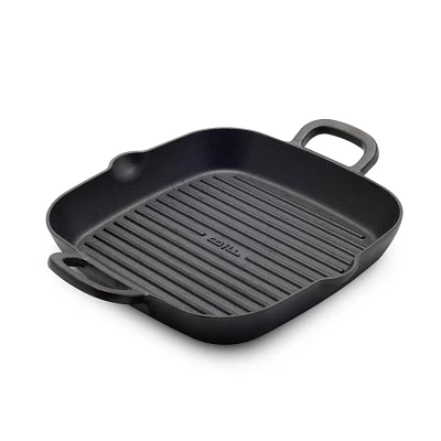 Bobby Flay 11 Cast Iron Square Grill with Dual Handles and Spouts