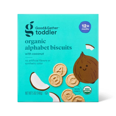 Organic Alphabet Biscuit with Coconut Baby Snacks - 5oz - Good & Gather