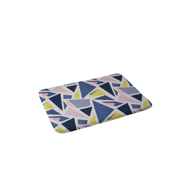 Mareike Boehmer Color Block Triangles Memory Foam Bath Rug Blue - Deny Designs: Geometric Pattern, Microfiber, Machine Washable