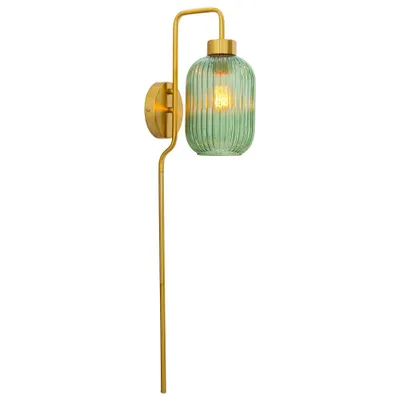 32 Otto Retro Wall Sconce Green - River of Goods: Brushed Gold-Finish, LED Compatible, UL Listed