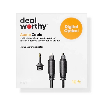 10 Toslink Digital Fiber Optic Cable with Mini Adapter - dealworthy