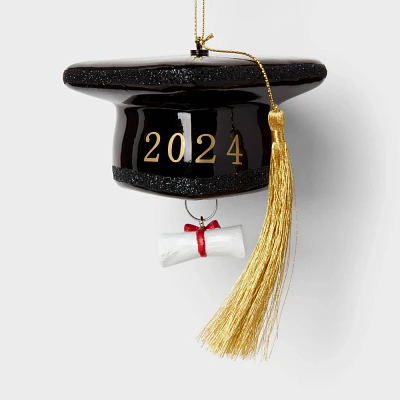 Glass 2024 Graduation Cap Christmas Tree Ornament - Wondershop