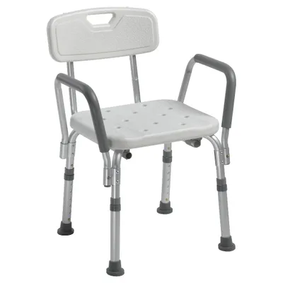 Drive Medical Knock Down Bath Bench with Back and Padded Arms