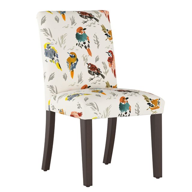 Skyline Furniture Hendrix Dining Chair: Bird Print, Linen & Cotton Blend, Tapered Legs