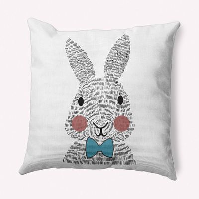 16x16 Bow-tie Bunny Easter Square Throw Pillow - design: Decor