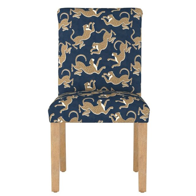 Skyline Furniture Hendrix Dining Chair with Animal Theme : Upholstered Linen-Cotton Blend, Tapered Legs