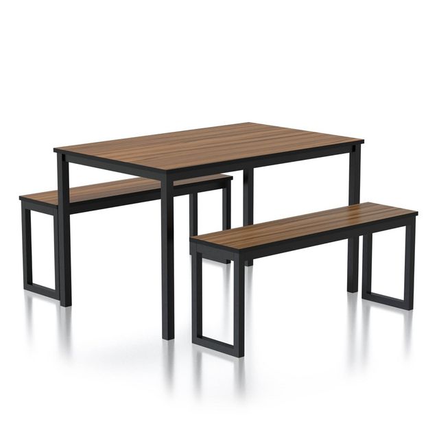 3pc Killucan Dining Table Set with 2 Benches