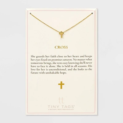 Tiny Tags 14K  Ion Plated Cross Chain Necklace