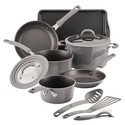 Rachel Ray Cook and Create 11pc Aluminum Non-Stick Cookware Set Gray