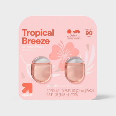 Small Room and Car Clip Refills - Tropical Breeze - 0.5oz/2ct - up&up