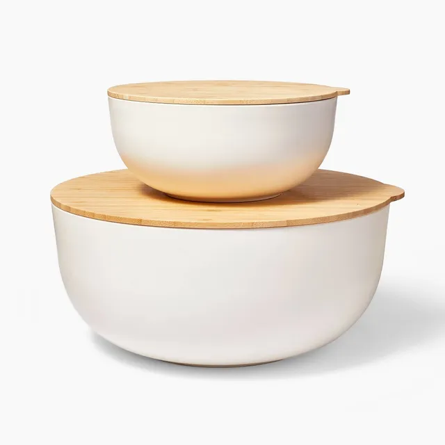 Figmint 3pc Plastic Mixing Bowl Set with Pour Spots (no lids) Green -  Figmint