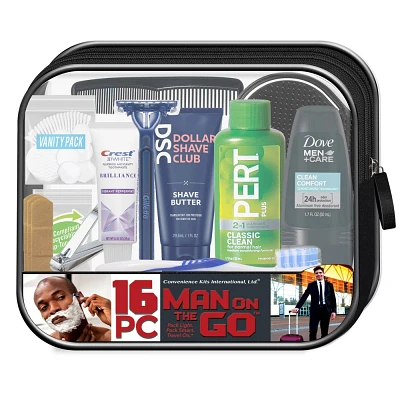 Convenience Kits International Mens Bath and Body Travel Kit - 16ct