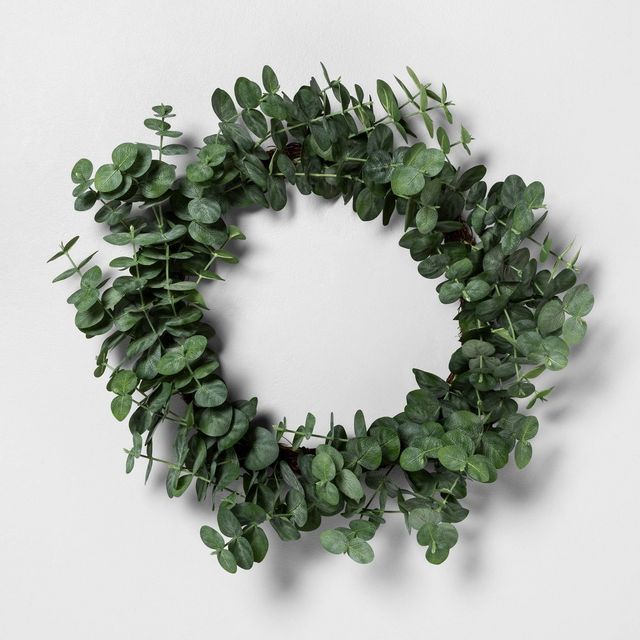 24 Faux Eucalyptus Wreath - Hearth & Hand with Magnolia: Indoor Farmhouse Decor, Unlit Polyester