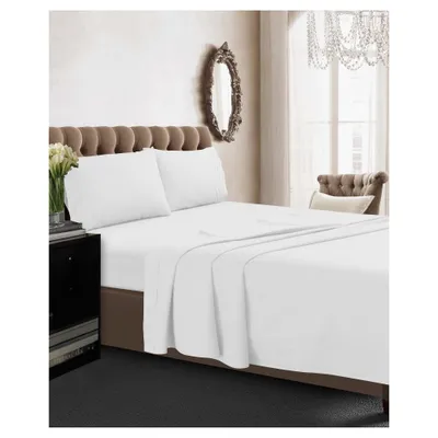 Cotton Percale Deep Pocket Solid Sheet Set (Full) White 350 Thread Count - Tribeca Living