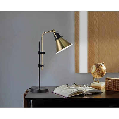 Black Metal Adjustable Table Lamp with Bronze Finish - Threshold: ETL Listed, Metal Shade, 1-Way Socket Switch