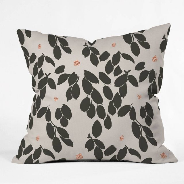 16x16 Megan Galante Zooey Magnolia Throw Pillow Black - Deny Designs