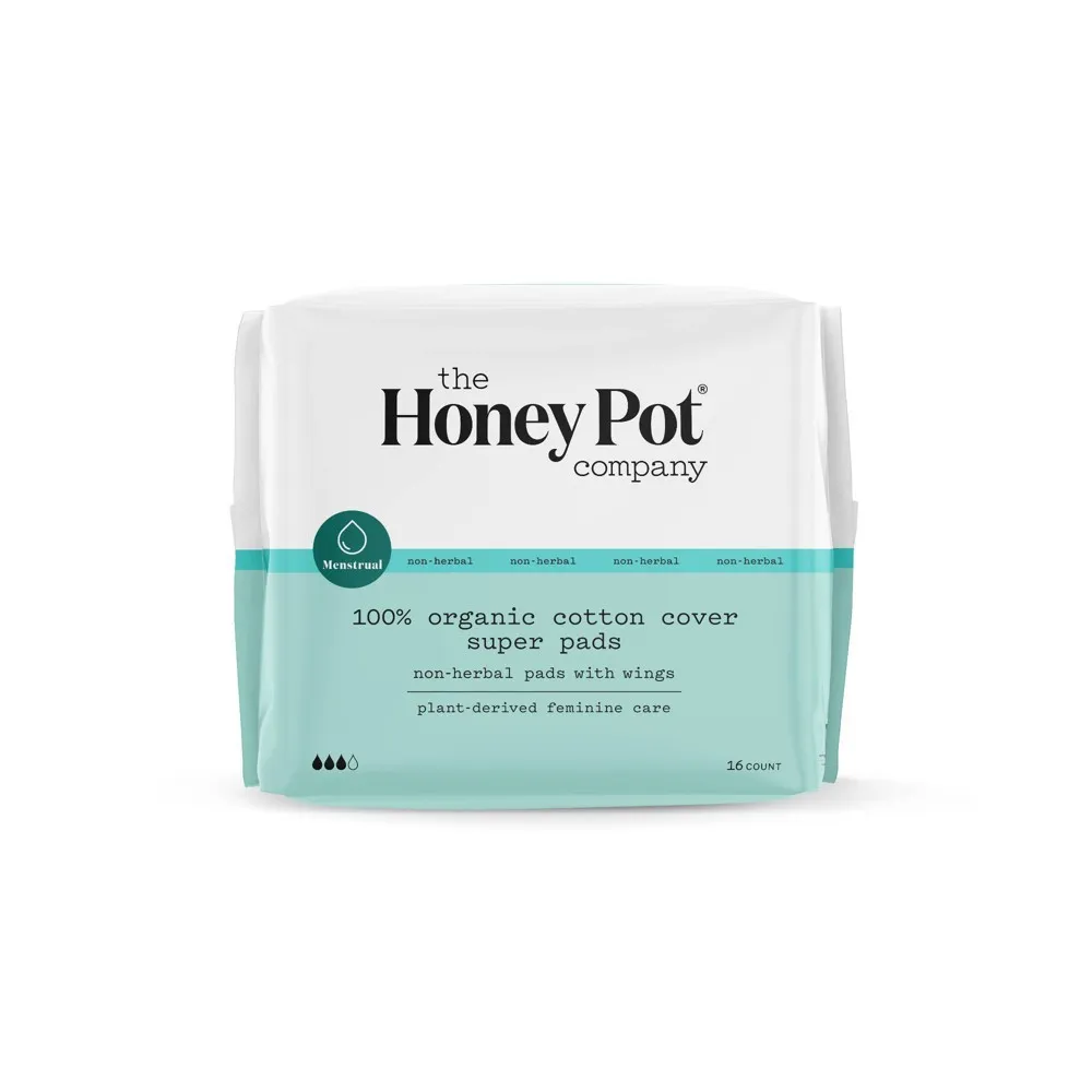 The Honey Pot Company, Non-Herbal Regular Pads with Wings, Organic Cotton  Cover, 20 ct.