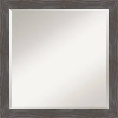 23 x 23 Beveled Woodridge Rustic Gray Wood Wall Mirror - Amanti Art