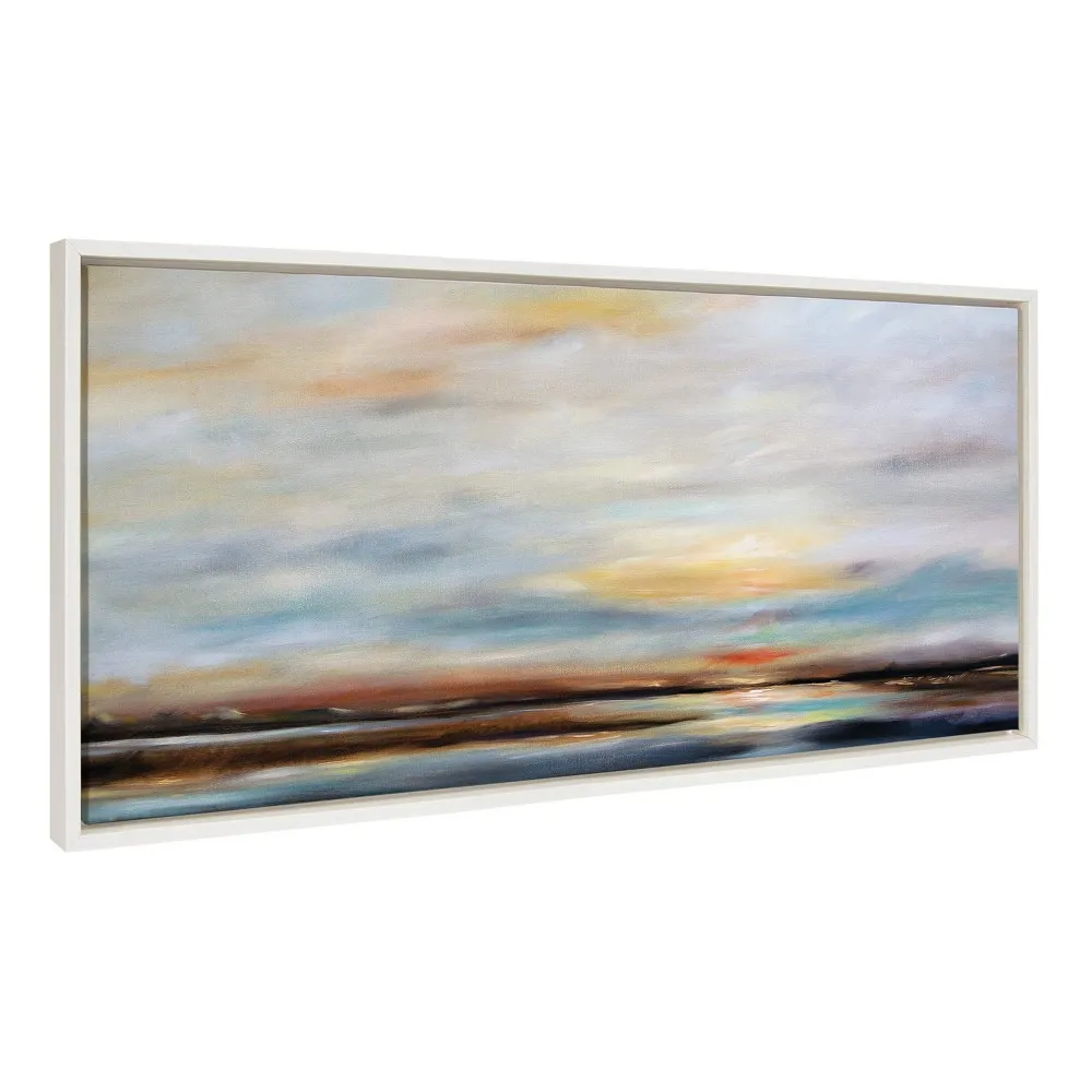 18 x 40 Sylvie Carolina Sunset Framed Canvas by Mary Sparrow White - Kate & Laurel All Things Decor: Digital Art, Plastic Frame