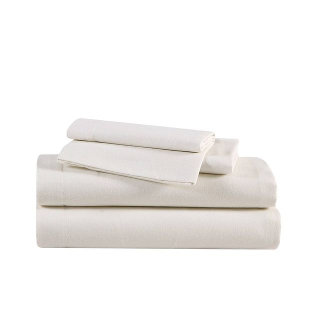 King Solid Flannel Sheet Set Beige - Eddie Bauer