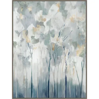 32 x 42 Blue Forest Adventure I by Ian C Framed Canvas Wall Art Print - Amanti Art: Modern Botanical Decor