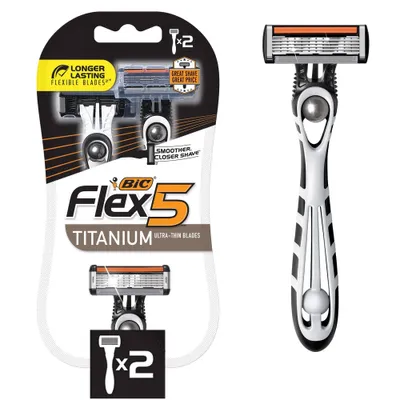 BiC Flex5 Titanium Mens Disposable Razors - 2ct