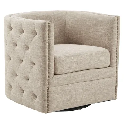 Milton Swivel Chair - : Comfortable Living Room Seating, Tufted Back, No Assembly Required