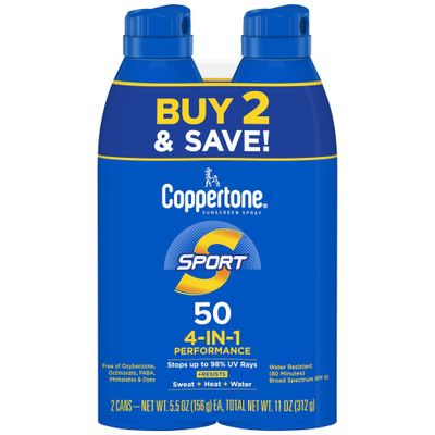 Coppertone Sport Sunscreen Spray - SPF 50 - 11oz - Twin Pack