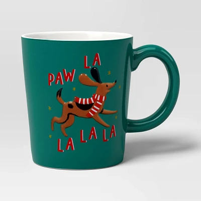 16oz Christmas Stoneware Paw La la la Mug - Wondershop