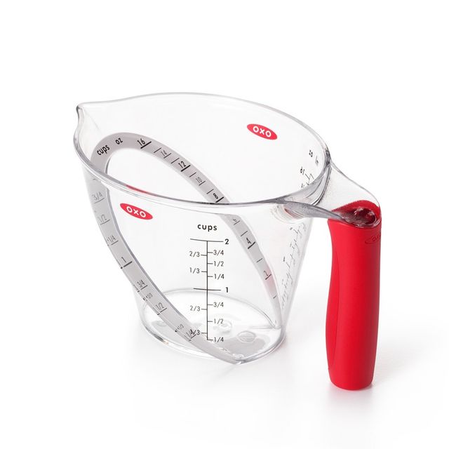 OXO 2 Cup Angled Measuring Cup: Clear Plastic, Dishwasher-Safe, Lifetime Warranty, 7 Width, 4.1 Height