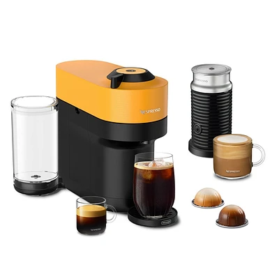 Nespresso Vertuo Pop+ Coffee Machine with Aeroccino by DeLonghi Mango Yellow ENV92YAE