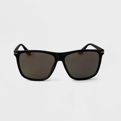 Mens Plastic Oversized Rectangle Sunglasses - Goodfellow & Co Black