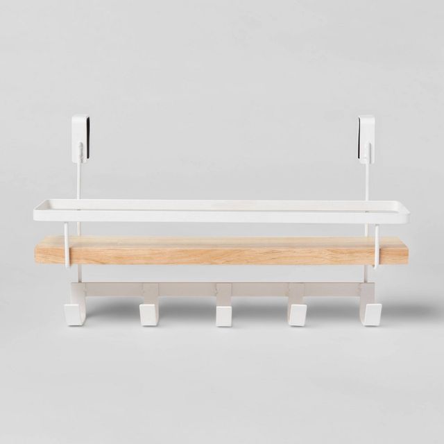 Brightroom Shelf Rack with Hooks Matte White - Brightroom