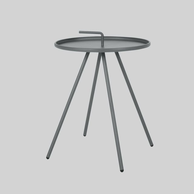 Vida Modern Patio Side Table Gray: Weather-Resistant Steel, Circular Design - Christopher Knight Home