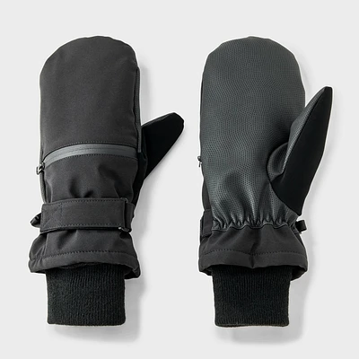 Mens Easy Closure Zip Pocket Mittens