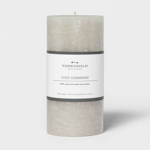 6x3 Pillar Cozy Cashmere Candle Gray - Threshold