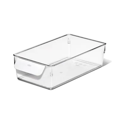 OXO Plastic Mini Fridge Bin White: Refrigerator Organizer, Hand Wash, 10 Depth, 5 Width, Lifetime Warranty