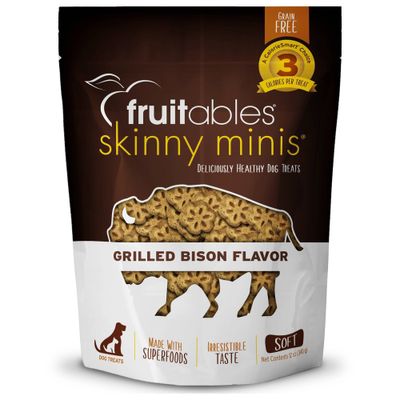 Fruitables Skinny Minis Grilled Bison Flavor Healthy Low Calorie Chewy Dog Treats - 12oz
