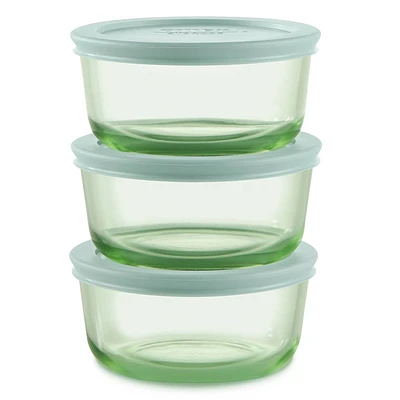 Pyrex Simply Store Tint 6pc Lidded Round Storage Set : Tinted Glass Bowls with Lids, Microwave-Safe, 16 Cup Capacity